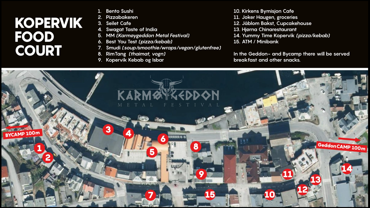 Kart over spisesteder i Kopervik